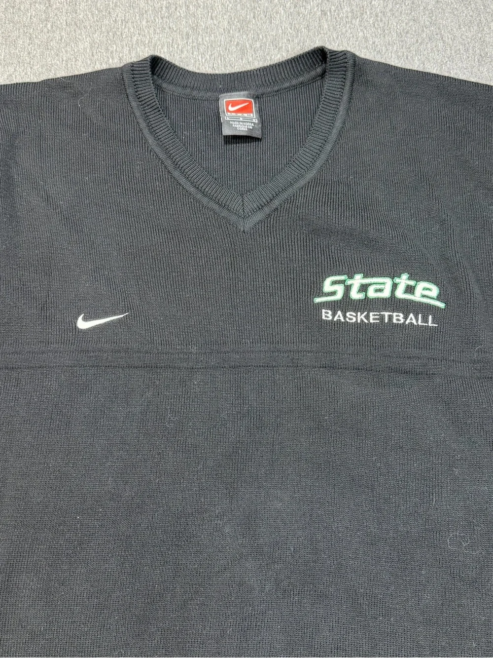 Nike Michigan State Spartans Basketball Black V‑Neck Sweater Vest Mens Large